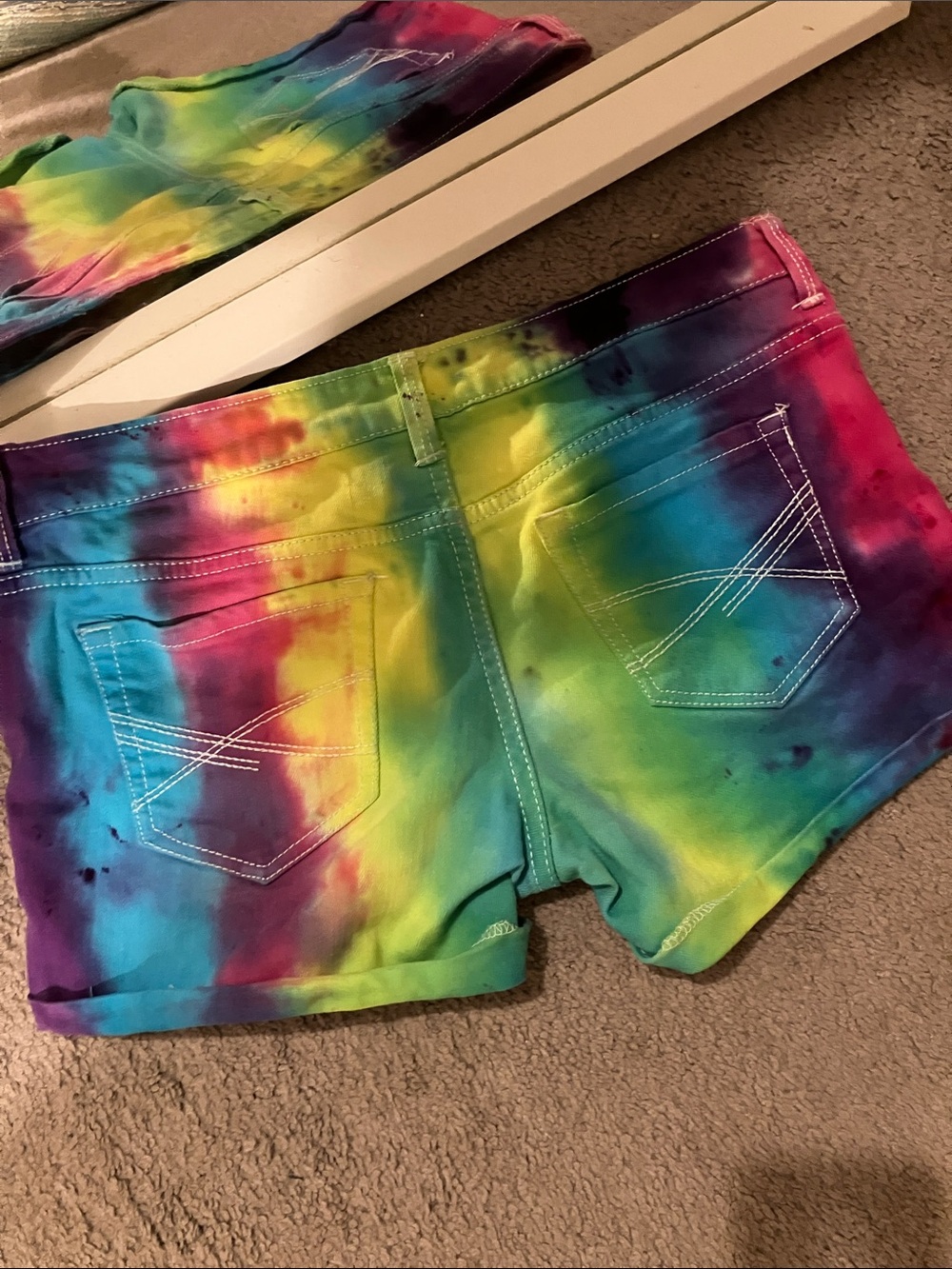 Aeropostale Rainbow Tie-Dye Jean Shorts - Multi